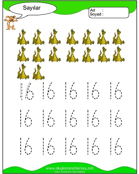 okul öncesi 1 sayısı çizgi çalışması